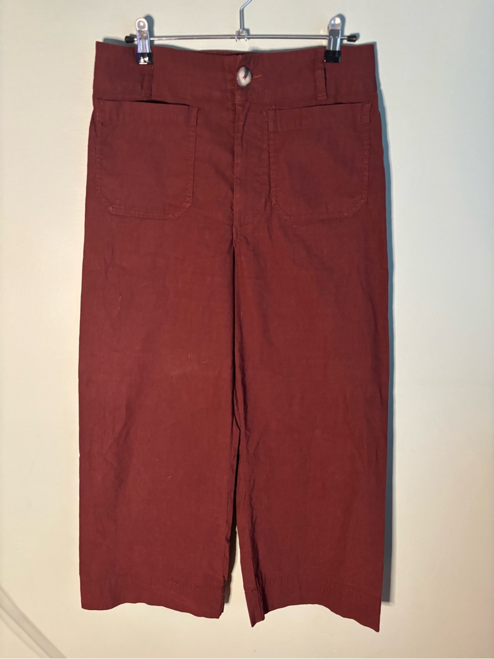 Anthropologie Maeve The Colette Crop Wide-Leg Pants Burgundy Size 30